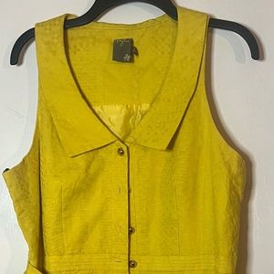 Sleeveless, Yellow Dress , Front Button..Fully Lined